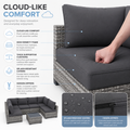 7 Pieces Patio Funiture Set, Outdoor Furniture Sectional Sofa Set,Manual Wicker Rattan Patio Conversation Set Heavy-duty Frame, with Cushions and Table, Gray