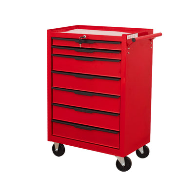 7-Drawer Rolling Tool Chest, Seizeen Metal Tool Box on Wheels, Mobile Tool Organizer Garage Storage Cabinet, Red