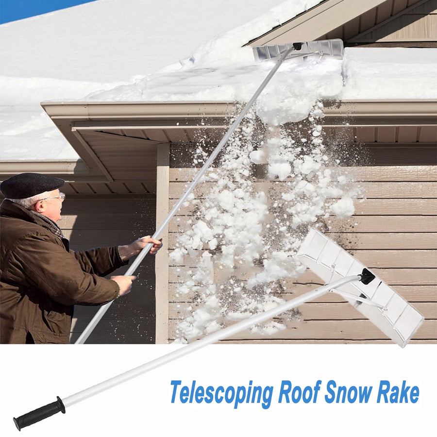 Telescoping Snow Shovel Roof Rake, 20FT Aluminum Roof Rake for Snow Removal with Large Blade, Adjustable Extended Pole Snow Roof Rakes for Houses Vehicles Cars Snow Removal