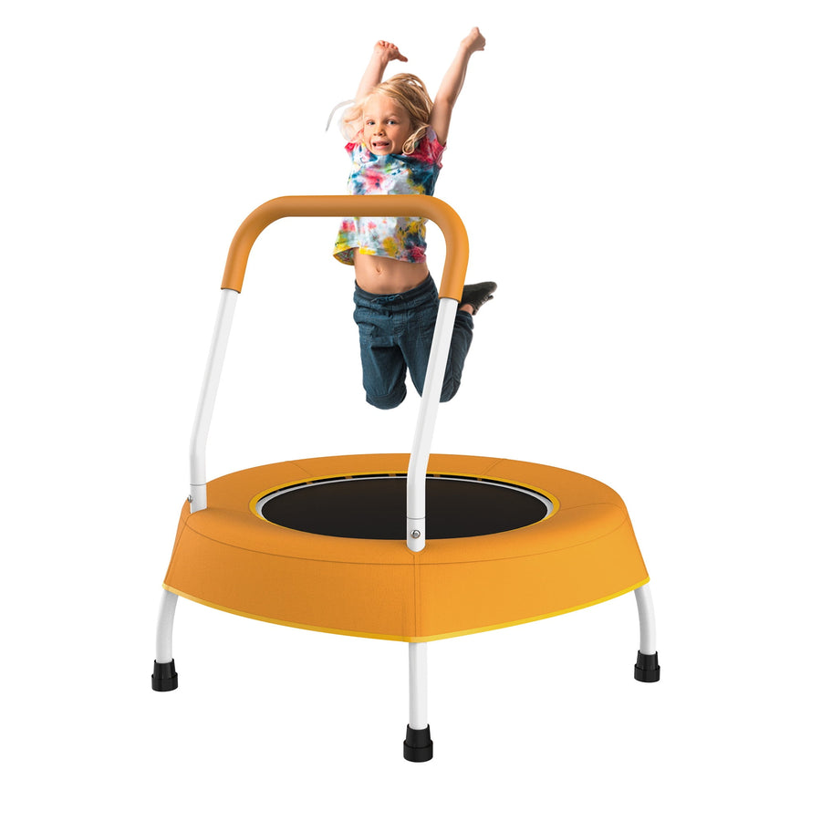 28IN Small Toddler Trampoline, Seizeen Kids Trampoline with Handle and No-Gap Cover, Indoor Outdoor Mini Trampoline as Gift for 1+Year Boys amd Girls