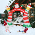 8.9FT Christmas Inflatables Decoration, Outdoor Lighted  Inflatable Santa Claus Christmas Arch with 10pcs LED String Lights, Quick Assembly Home Yard Décor Waterproof with Electric Air Fan