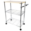 3 Tier Kitchen Cart with Wheels, SEGMART Metal Microwave Cart with Storage, Heavy Duty Rolling Utility Cart for Kitchen Office Bathroom, Durable Storage Shelves with Handle, Silver Rolling Cart, H1481