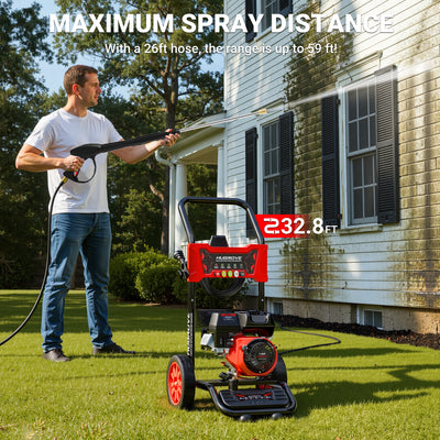 4000PSI Gas Pressure Washer, 2.6GPM Gas Powered High Pressure Washer with 210CC Engine, 5 Adjustable Nozzles, Onboard Soap Tank, Spray Gun and Wand