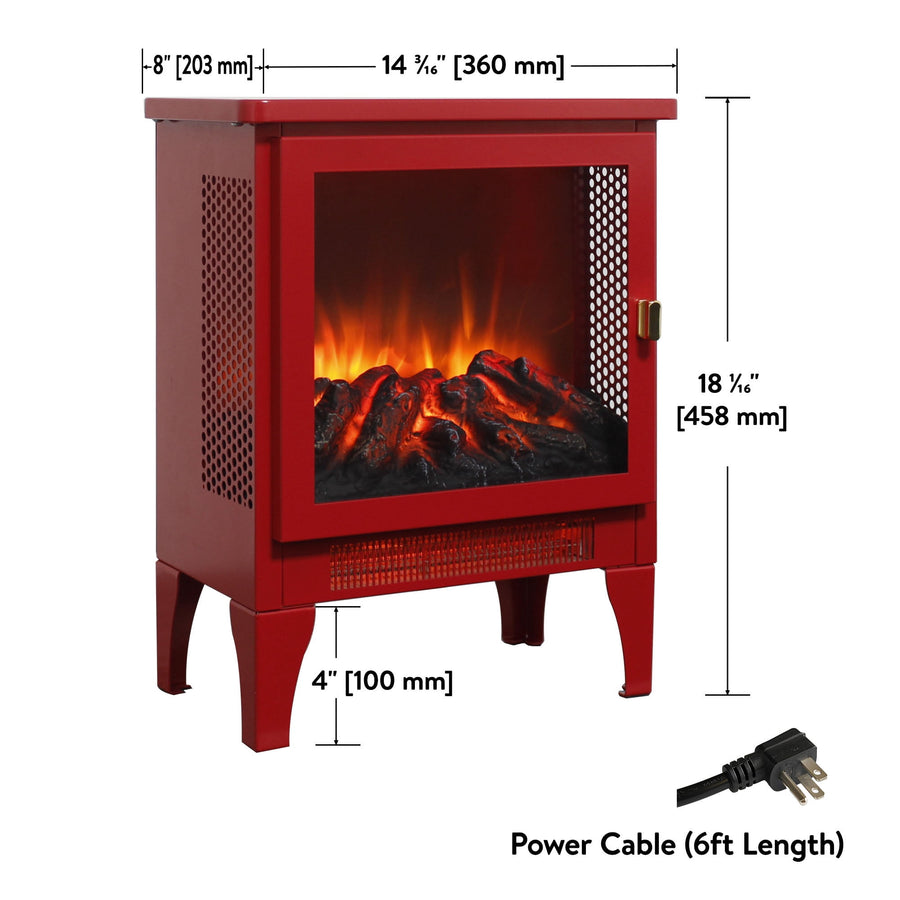 1400W Heater Indoor Use, 18'' Small Fireplace Portable with Two Temperature Settings, Electric Fireplace Stove with Realistic 3D Flame