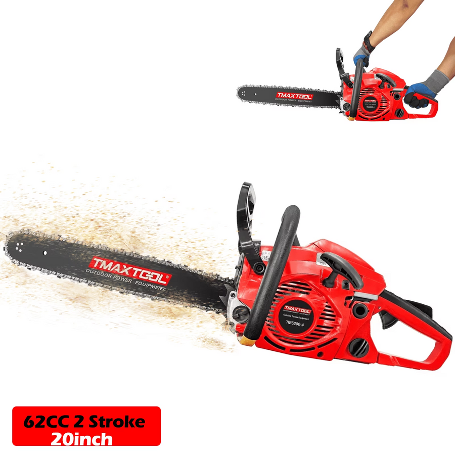 20in Gas Chainsaw, 62CC Powerful Chainsaw w/2 Stroke Engine, 3.4HP Cordless Chainsaw for Trees and Wood Cutting