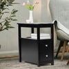 Side Tables for Living Room, Narrow End Table with Charging Station Sofa Side, Black Nightstand with Drawers