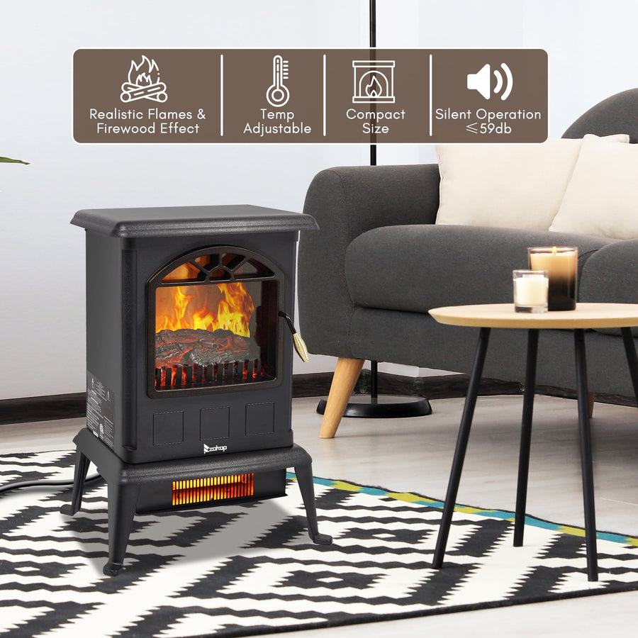 1500W Electric Heaters for Home, Seizeen 22"H Compact Electric Fireplace Space Heater, 19-Level Temperature Control System, ETL Certified, Overheating Safety Protection, Virtual Flame