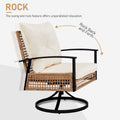 3-Piece Outdoor Swivel Rocking Chairs Set with Coffee Table, Weather-Resistant Patio Furniture for Porch Backyard Poolside, Thick Cushions, Easy Assembly, Durable Wicker 360° Swivel Rocker Bistro Set