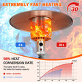 Patio Heater for Outdoor Use, 50,000BTU Propane Heater with Wheels and Adjustable Thermostat, Heavy Duty Stainless Steel Patio Heater, Freestanding Heater for Backyard, Deck, Garden, Silver Gray