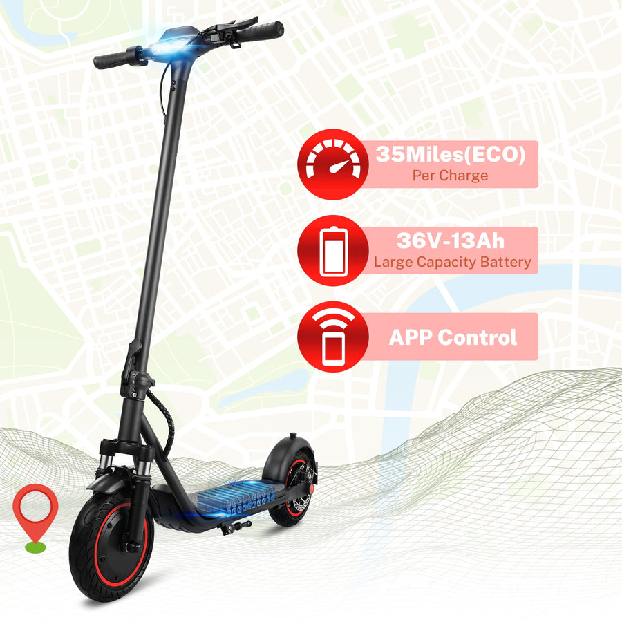 36V Electric Scooter for Adults, Seizeen Foldable Kick Scooter with 500W Motor, Max 21Mph for 15-35 Miles Long Range, APP Control LCD Display Smart E-scooter for Commuter