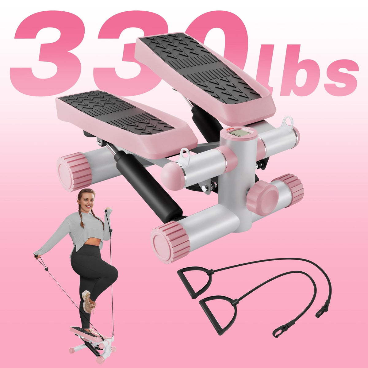 Mini Step Stake 330LBS Mini Stepper for Exercise at Home, 16'' Portable LCD Stair Step ...
