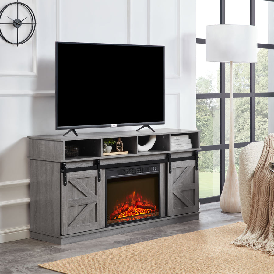 Fireplace TV Stand with 23'' Fireplace Insert, Electric Fireplace Heat ...
