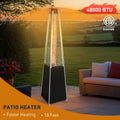 Seizeen 48,000BTU Pyramid Patio Heater, Quartz Glass Tube Propane Heater for Outdoor Use, Portable Heater on Wheels w/Protective Cover for Outdoor Porch Yard, Black