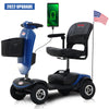 Blue Electric Scooter Wheelchair, Upgraded 4 wheels Travel Mobility Scooter for Adults Seniors, with Windshield, Swivel Seat, Cup Holder, USB Port, Removable Battery, Up to 10 Miles