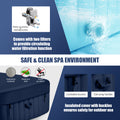 Seizeen Inflatable Hot Tub, 4-6 Person Hot Tub Set, 73'' Square Portable Home Spa w/130pcs Jet, Lockable Cover, Storage Bag, 2 Cup Holders, 4 Replacement Filter, 240gal