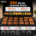 4 Burner Propane Gas Grill with Side Burner, 42000 BTU Stainless Steel BBQ Grill with Cast Iron Grates, 534 Sq In Cooking Area, Outdoor Barbecue Grill with Side Tables for Patio Backyard Cooking