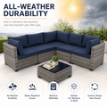 7 Pieces Outdoor Funiture Set, Heavy-Duty Metal Frame Patio Funiture Set with Thick Cushions,Rattan Outdoor Couch Sectional Sofa Set with Coffee Table, Brown