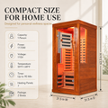 Seizeen Infrared Sauna with Red Light Lamp, 1-2 Persons Indoor Dry Sauna Room with 7 Carbon Crystal Heaters, Low EMF Okoume Wood Home Sauna Beaty Lamp, 7 Color Chromotherapy, Bluetooth Speaker