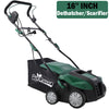 Dethatcher and Scarifier, Seizeen 16-Inch Lawn Dethatcher Scarifier 2-IN-1 Gardening Equipment, Powerful 15 Amp Electric Dethatcher & Scarifier, Height Adjustable, 58QT Removable Thatch Bag