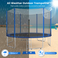 Trampoline for Adults & Kids - 12FT All-Weather Trampoline W/ Thickened Enclosure Net and Spring Pad, Outdoor Round Trampolines with Steel Support & Ladder, Large Trampoline Bears 6-8 Kids