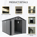 10x7.6ft Shed and Outdoor Storage, Garden Tool Resin Shed w/ Double Lockable Doors, All-Weather XXL Patio Storage Sloped Roof, Backyard Bike Shed with 2 Windows