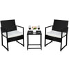 Outdoor Patio Furniture Set for 2, Seizeen 3 PCS Rattan Conversation Set 2 Arm Chairs & 1 Table, Clearance PE Wicker Sofa Set Cushioned for Garden, Pool, Backyard, Porch, White Cushions