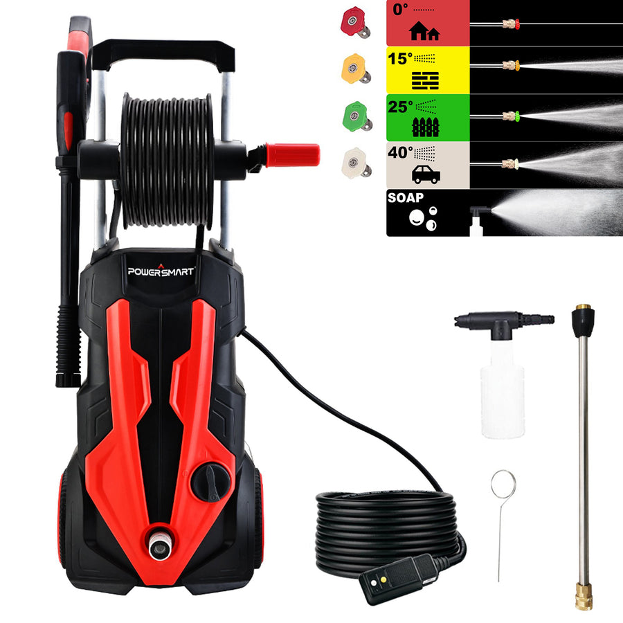 Electric Pressure Washer ON SALE, Seizeen 1800W Power Washer Set for Outdoor, Multipurpose Power Washer Cleaner Machine 2850 PSI Max, w/Long Hose & 4 Nozzles, Foam Cannon, House Garden Deck Use, Red