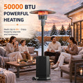 Patio Heaters for Outdoor Use, Propane Heaters w/ 12' Heating Radius, 50000 BTU Heavy Duty Heater w/ Overheating Protection System, Stainless Steel Flame Heater w/ Wheels, Black