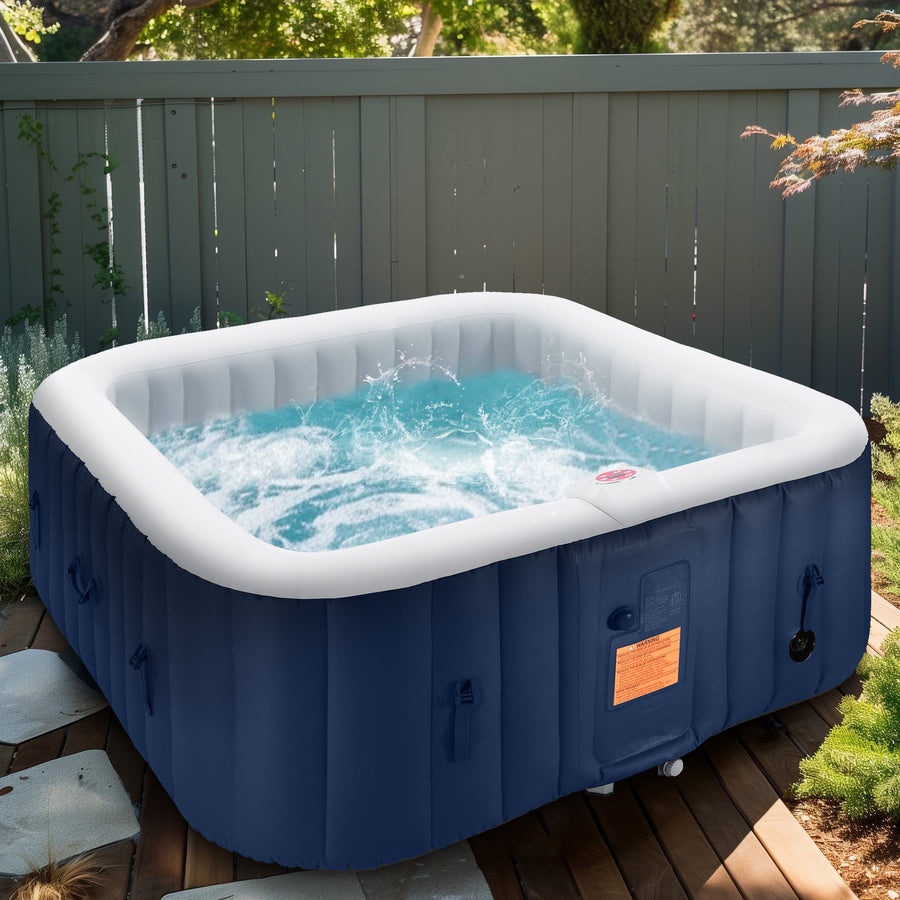 Upgraded Inflatable Hot Tub, Seizeen 6 Person Hot Tub with Hidden Pump, Portable Spa Tub Outdoor Indoor Use w/130pcs Jet, Lockable Cover, Storage Bag, Cover, 240gal