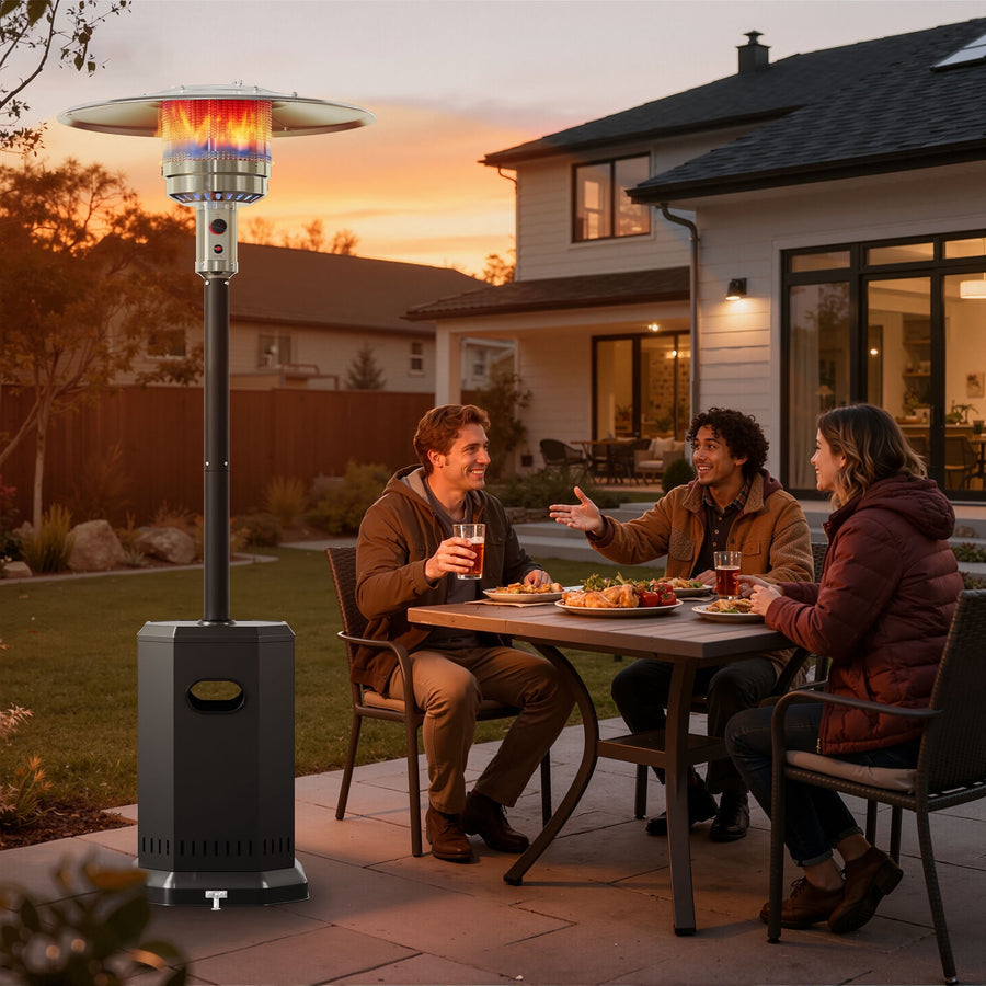 87in Tall Patio Heaters for Outside, 50,000 BTU Outdoor Freestanding Heaters Stainless Steel, Propane Heater with Wheels and Fast Ignition System, Umbrella Heater for Outdoor Deck Use