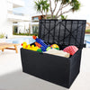 Outdoor Deck Box, 120 Gallon Patio Storage Box for Cushion , XXL Pool Storage Box for Pool Accessories, All-Weather Waterproof Storage Box Lockable, with 175lbs Seat, Black