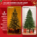 6ft Pre-lit Christmas Tree, Lighted Artificial Pine Tree w/728 Tips, 300pcs Warm Lights, 3-step Assembly, Green