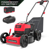 Electric Lawn Mower Cordless, Seizeen 3-in-1 Push Lawn Mower W/40V Battery &Charger, 17'' Walk-Behind Mower with Foldable Handle, 5 Height Adjustable, Red