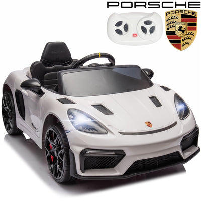 Ride on Cars for Boys & Girls, 12V Porsche 718 Kids Ride on Toy with Remote Control, 360¡ã Speaker, LED Lights, Christmas Gifts for Boys and Girls Aged 3-6