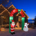 Lighted Christmas Decoration for Outdoor, Seizeen Inflatable Santa & Snowman Arch with 7 Lights, Quick Assembly Patio Yard Party Pre-lit Xmas Decoration, 8FT Tall