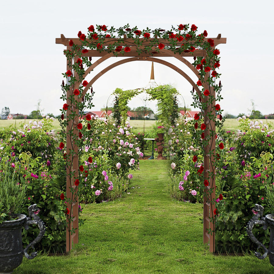 wood garden arch trellis Garden Arch Trellis, Wooden Outdoor Arch for Climbing Plants, Dark Bro – seizeen