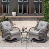 Patio Chairs Set of 3, Outdoor Swivel Rocking Lounge Chair with Thickened Cushions and Table, Porch Poolside Rattan Bistro Chairs Set