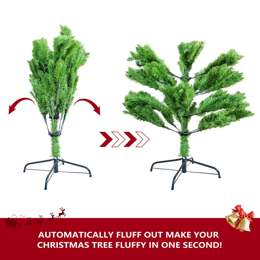 Seizeen 7FT Christmas Tree, Artificial Green Tree with 775 Green Tips, Slim Fir Xmas Tree w/Hinged Branches, Folding Metal Stand, Holiday Decoration for Carnival Party