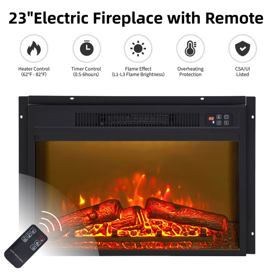 Fireplace TV Stand with 23'' Fireplace Insert, Electric Fireplace Heat ...