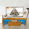 TV Stand with LED Lights up for 55 Inch TV, Media Console & Entertainment Center with LED Lights, Walnut Color