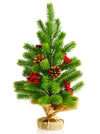 Small Christmas Tree, 2ft Tabletop Christmas Tree with Rich Decorations, Mini Artificial Tree with 60 Branch Tips Pine Cones & Berries, Green Small Pine Tree for Xmas Home D¨¦cor