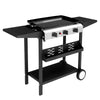 3-Burner Gas Griddle, 23’’ Outdoor Propane Griddle on Wheels, 30,000BTU Flat Top Griddle W/Side Table, Spice Rack, Patio Camping BBQ Grill