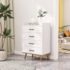 Dresser for Bedroom, 4-Drawer White Closet Dresser Wood,  Dressers & Chests of Drawers with Legs & Cloth Drawer, Storage Fabric Drawer for Home Bedroom Office Furniture