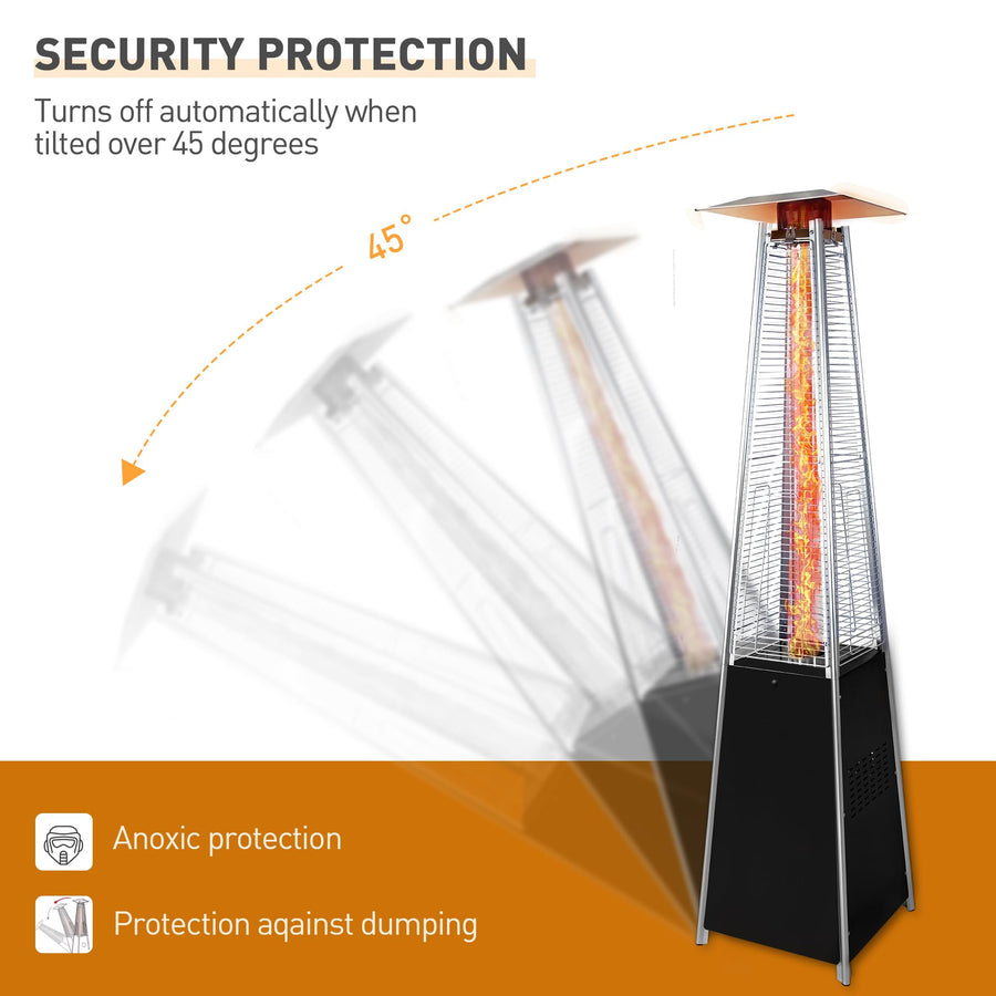 Patio Pyramid Heaters for Outdoor, 48,000 BTU Powerful Propane Heater on Wheels, Outdoor Poolsid Heater with Auto Shut Off System, 88''H for Max Dia 10FT Range, w/Protective Cover