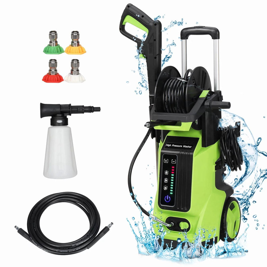 3800PSI Pressure Washer for Outdoor, Seizeen 1800W Electric Power Washer, Multipurpose Power Washer Cleaner Machine w/ 19.7ft Hose & 4 Nozzles, Foam Cannon, House Garden Deck Use