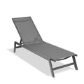 Seizeen Outdoor Chaise Lounge, Patio Lounge Chair with Wheels All Weather, Five-Position Adjustable Lounge Chair for Poolside Deck Porch Backyard, Gray Aluminum Frame Outdoor Furniture