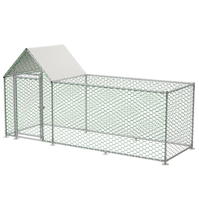 Seizeen 10x3FT Metal Chicken Coop, Chicken Run with Waterproof Cover, Walk-in Poultry Cage Hen House Habitat for Backyard Chickens, Ducks, Rabbits, Silver