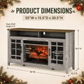 Seizeen Fireplace TV Stand for 60'' TV, 55''L Entertainment Center TV Cabinet, Farmhouse Media Console W/Large Storage, Remote Control for Fireplace, Infrared Heater & Virtual Flame, Gray Wash