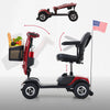 Electric Mobility Scooters for Adults, Foldable 4 Wheels Scooter Wheelchair for Seniors, Adjustable Electric Scooter W/ Removable Battery, Red