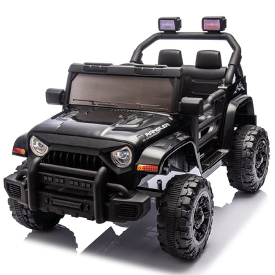 Seizeen Ride on Truck Car for Kids Battery Powered, Kids Police Truck with Big Hubs & off Road Painting, Cool Ride on Toy w/ Remote Control as Best Gift for Girls Boys, Black